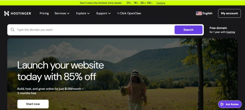 giao diện cài đặt WordPress trên Hostinger 2026